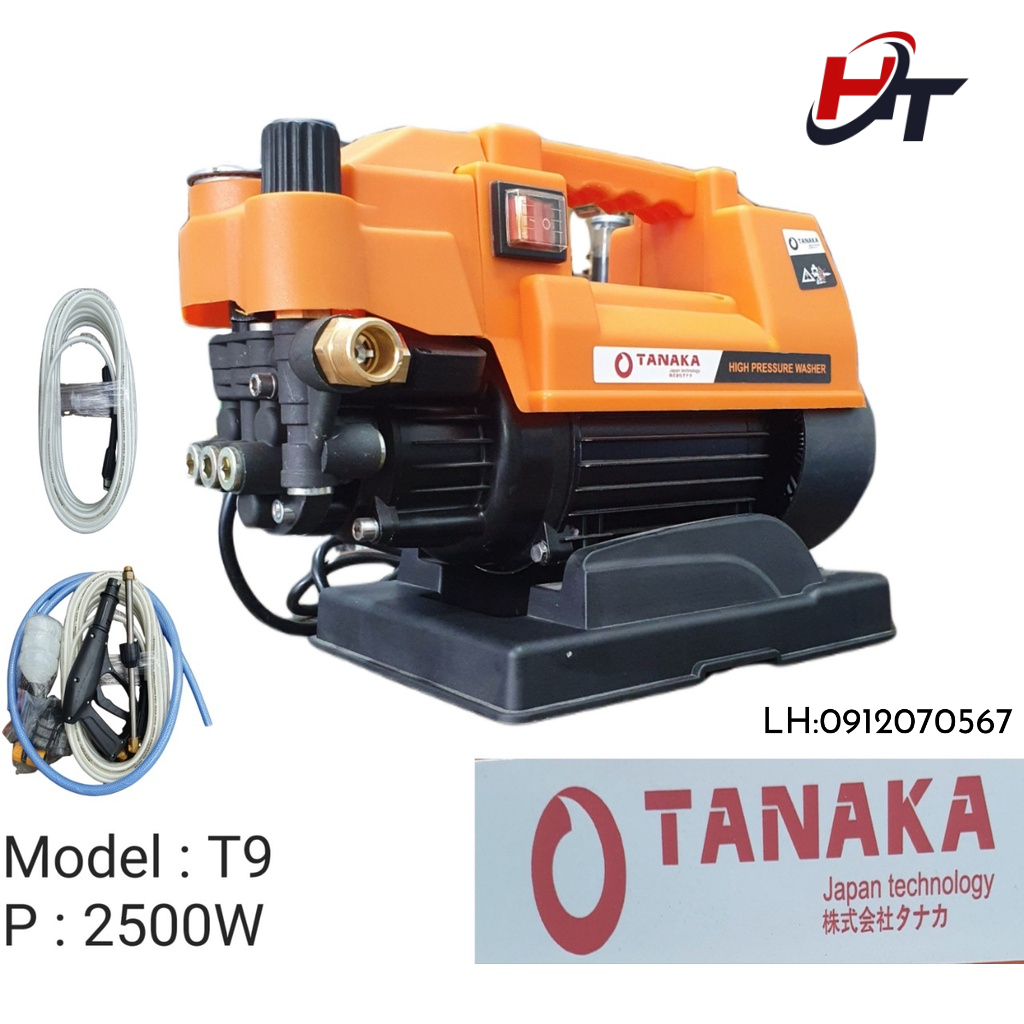 Máy Rửa Xe Mini Áp Lực Cao Máy Tăng Áp TANAKA T9 Có Áp Chống Giật Chống Cháy Phù Hợp Rửa Mọi Loại Xe