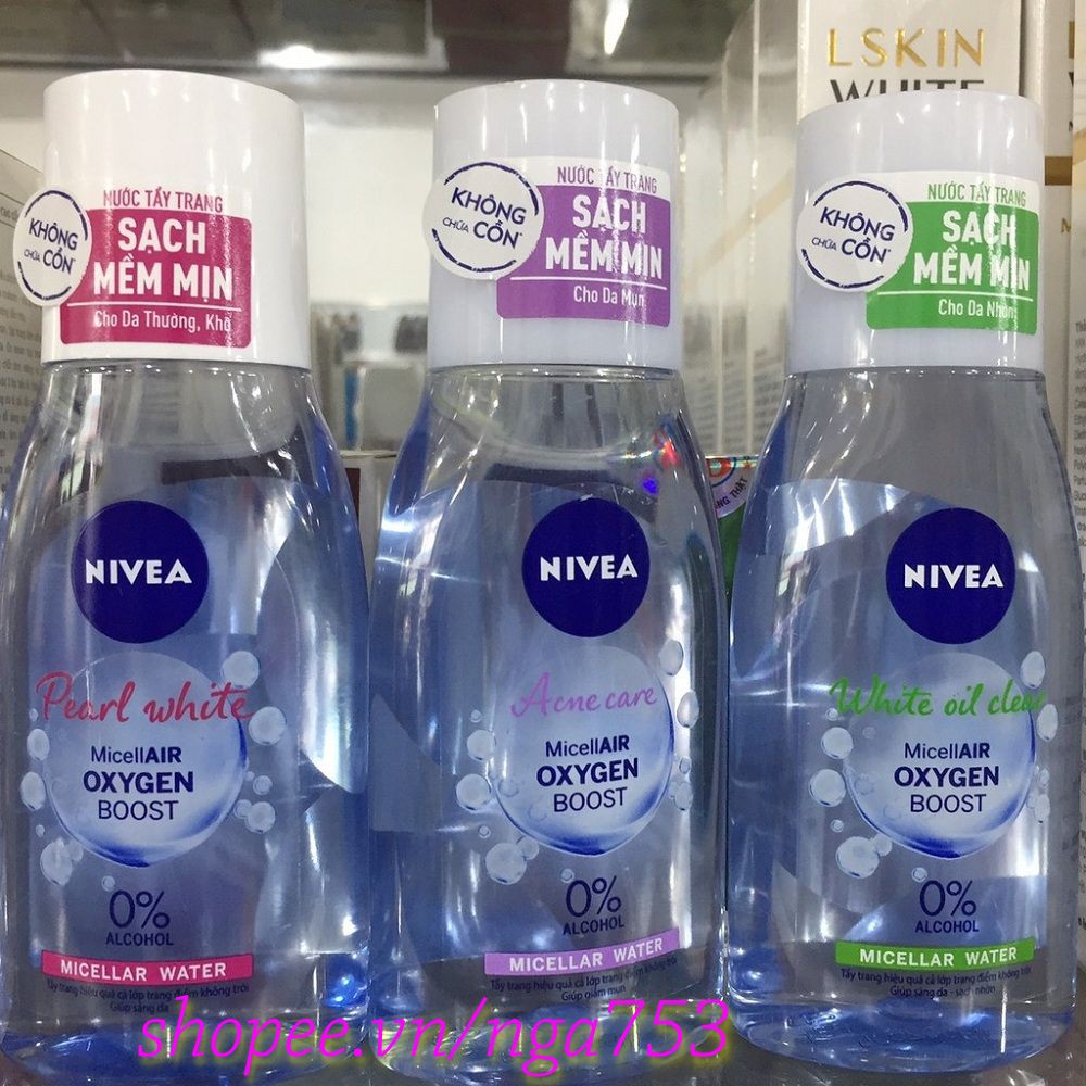 Nước Tẩy Trang (Tím) 125ml Cho Da Mụn Nivea Acne Care Make Up Clear Micellar Water Chính Hãng.