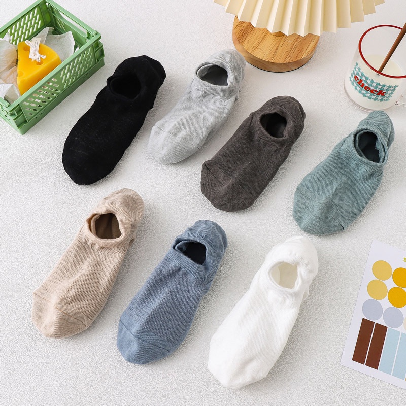 WAFNHA D490 Vớ Thuyền Cotton Màu Sắc Trơn Cho Nam