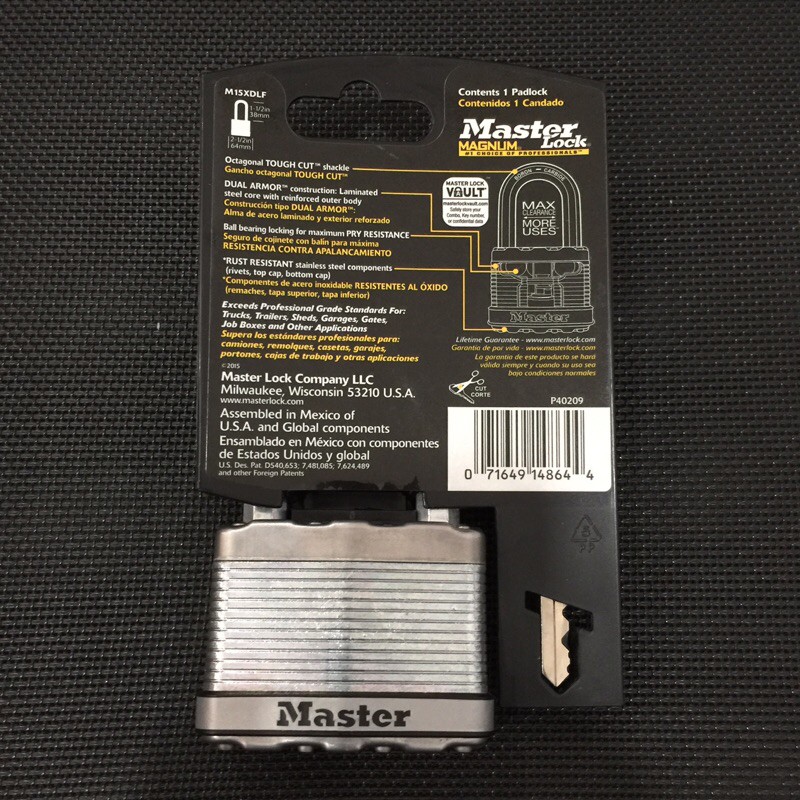 [Hỏa tốc HCM] Khóa chống cắt Master Lock M15 XDLF thân thép rộng 64mm - MSOFT