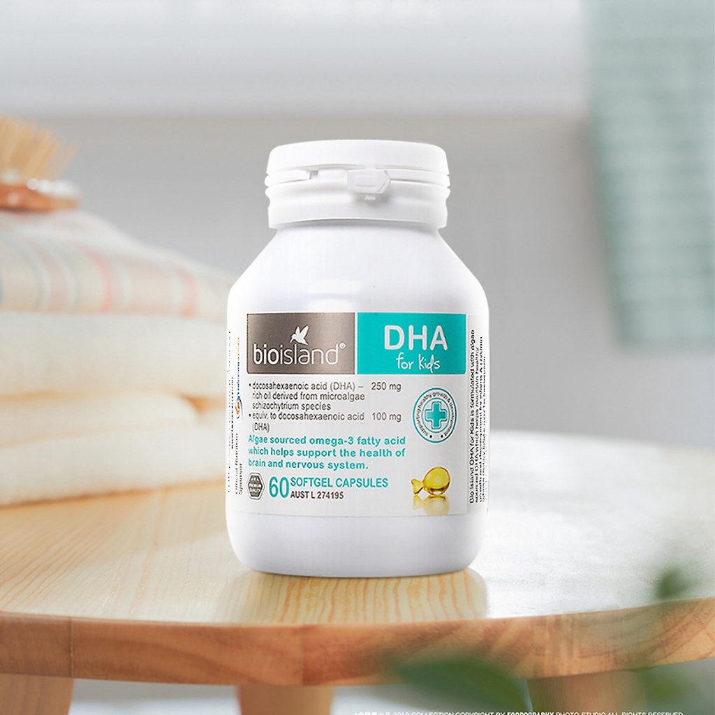Dha cho bé Bioisland 60 viên bí quyết cho bé yêu nhanh nhẹn và thông minh chính hãng Úc