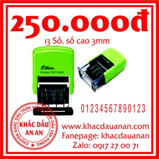 Dấu 13 số, số cao 3mm, có mực sẵn