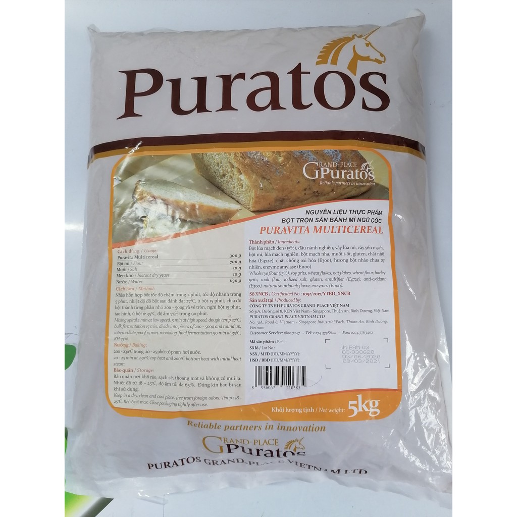 [GÓI LỚN 5 Kg – MULTICEREAL] BỘT MÌ NGŨ CỐC DINH DƯỠNG [VN] PURATOS Puravita