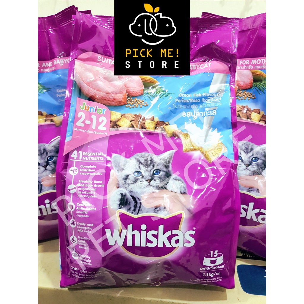 [Mã PET50K giảm Giảm 10% - Tối đa 50K đơn từ 250K] Hạt Whiskas Junior Cho Mèo Con Vị Cá Biển 1.1kg