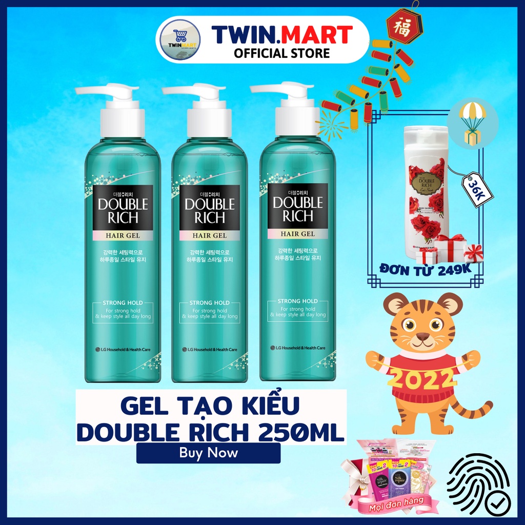 [ĐƠN 299K TẶNG SỮA TẮM 36K] Gel Tạo Kiểu Double Rich Strong Giữ Nếp Uốn Tóc 250ml