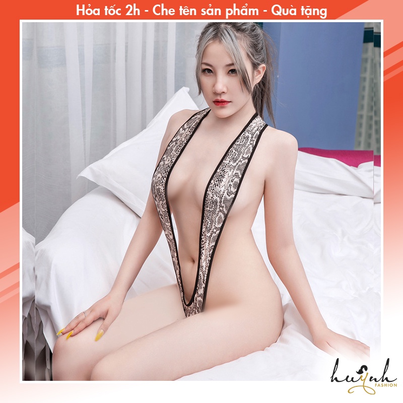 Lót Liền Thân Da Rắn Hở Sâu Bodysuit Sexy Gợi Cảm - B22