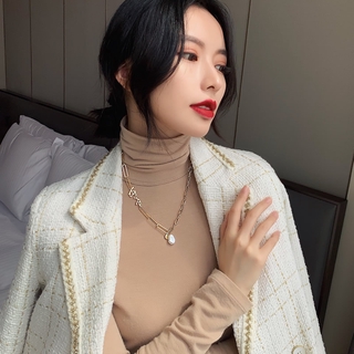 Dây Chuyền Mặt Chữ Cái Đính Ngọc Trai Phong Cách Hip Hop Hàn Quốc