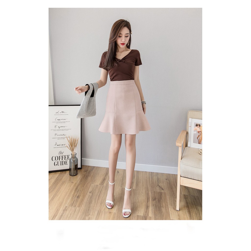 Chân Váy Đuôi Cá Chân Váy Công Sở Phối Bèo 2 bên d50cm