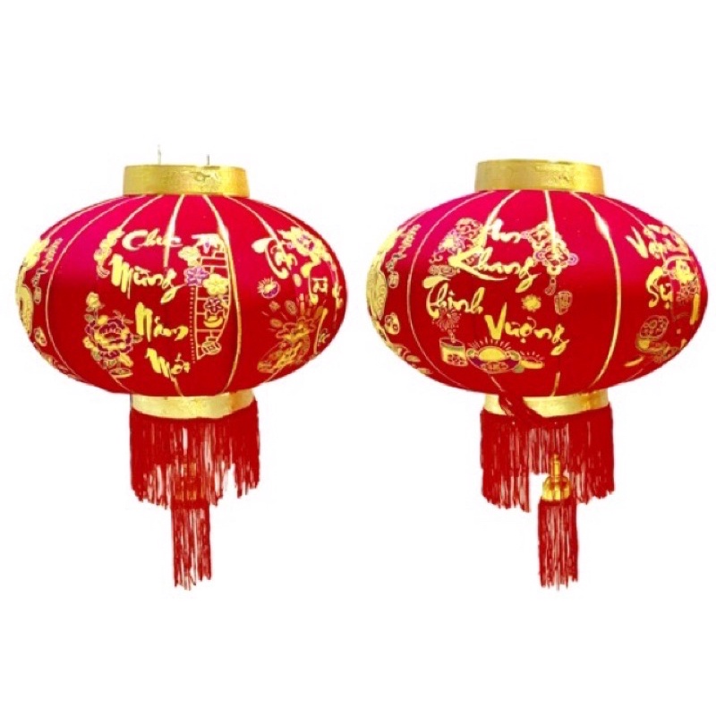 Combo 2 quả Đèn Lồng Vải Treo Tết Lễ Hội Size 60cm/80cm/100cm