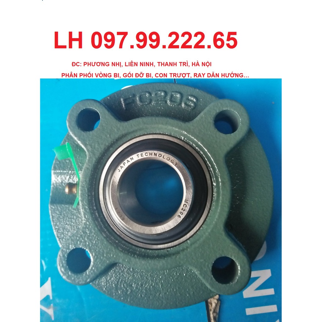 Gối đỡ vòng bi UCFC 204 lắp trục 20mm. Gối đỡ bi hình tròn có 4 lỗ bắt ốc
