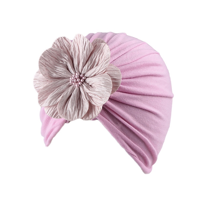 Mũ turban trùm đầu đính hoa lớn dễ thương thời trang mùa hè cho trẻ em