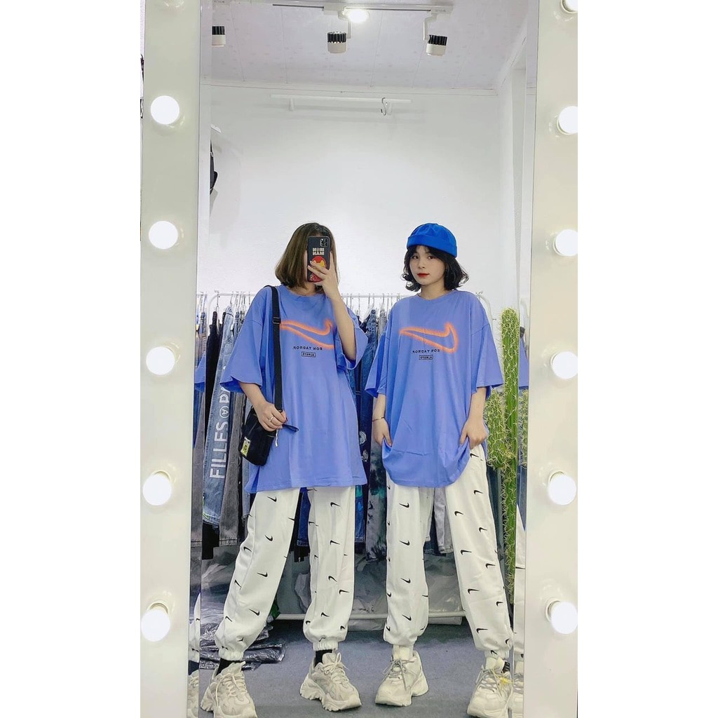 [CHEAPY] Set bộ unisex LOGO freesize phom suông rộng - Set bộ áo thun mix quần jogger cực ngầy freesize mặc đôi nam nữ | BigBuy360 - bigbuy360.vn