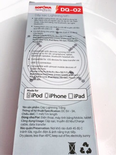 Dây sạc SOPOKA DQ02 dành cho IPHONE