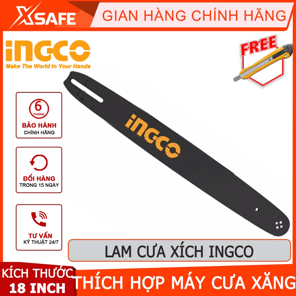 Lam cưa xích oregon INGCO AGSB51802 Lam máy cưa 18&quot;, phù hợp cho máy cưa xích xăng GCS5451811 - Chính hãng