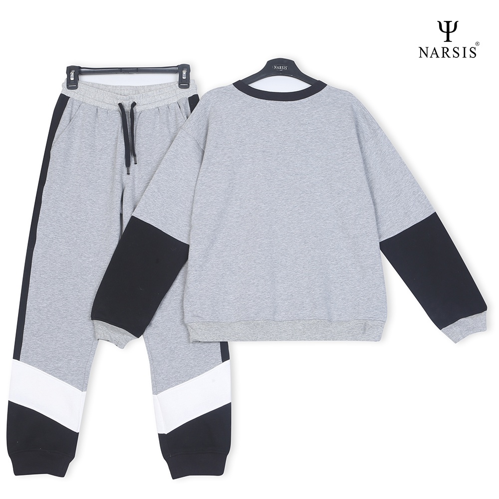 Bộ đồ nam thu đông Narsis E0005 nỉ ghi đen trắng