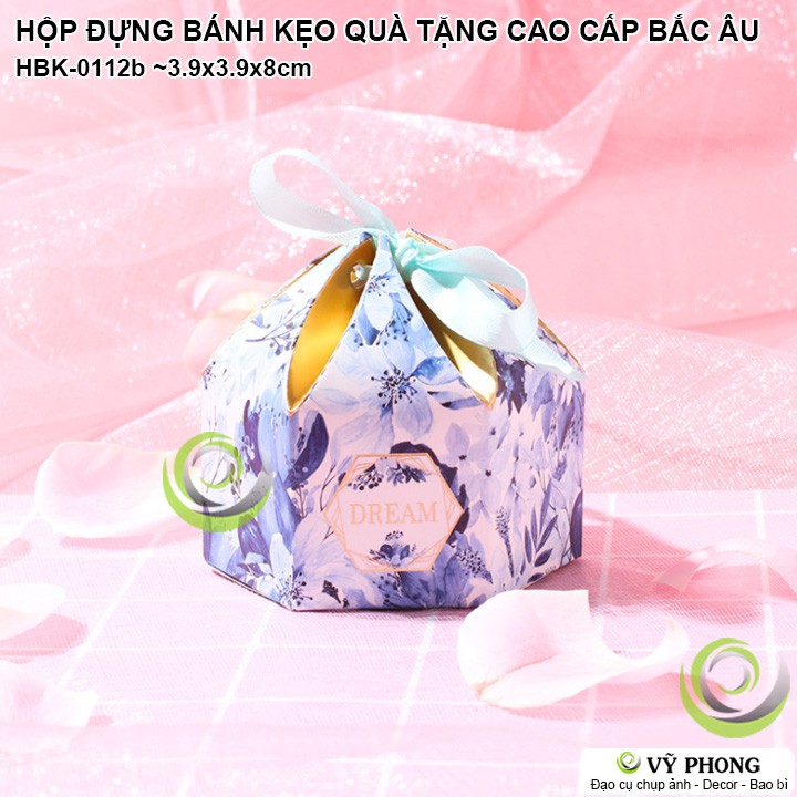 HỘP GIẤY ĐỰNG BÁNH KẸO QUÀ TẶNG LỄ TẾT ĐÁM CƯỚI PHONG CÁCH BẮC ÂU SANG TRỌNG HBK-0112