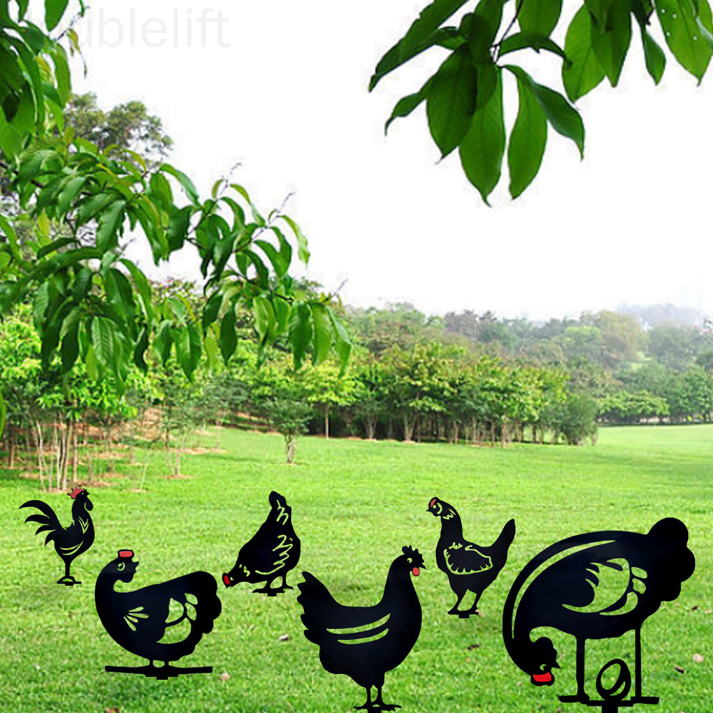 Garden Stake Chicken Shape Acrylic Yard Art Stake Waterproof Hollow Decoration Prop doublelift store