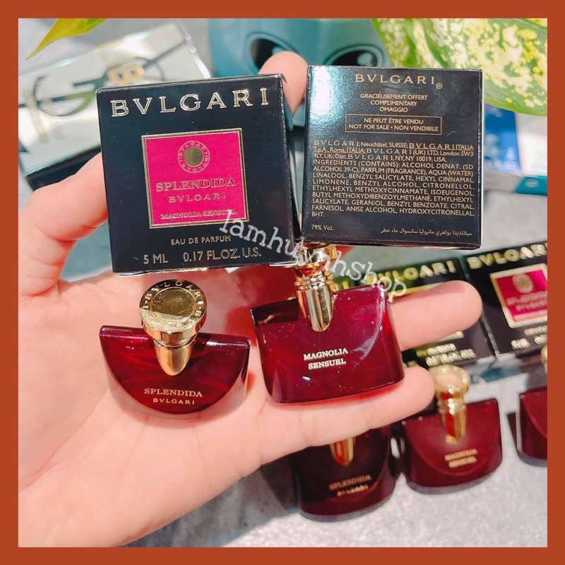 Nước hoa mini BVL SPLENDIDA MAGNOLIA SENSUEL - JASMIN NOIR - ROSE ROSE 5ml