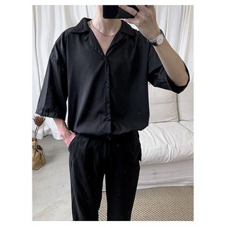 Áo sơ mi nam form rộng tay lỡ cổ 2 ve, thời trang trẻ, hàng nhập Quảng Châu