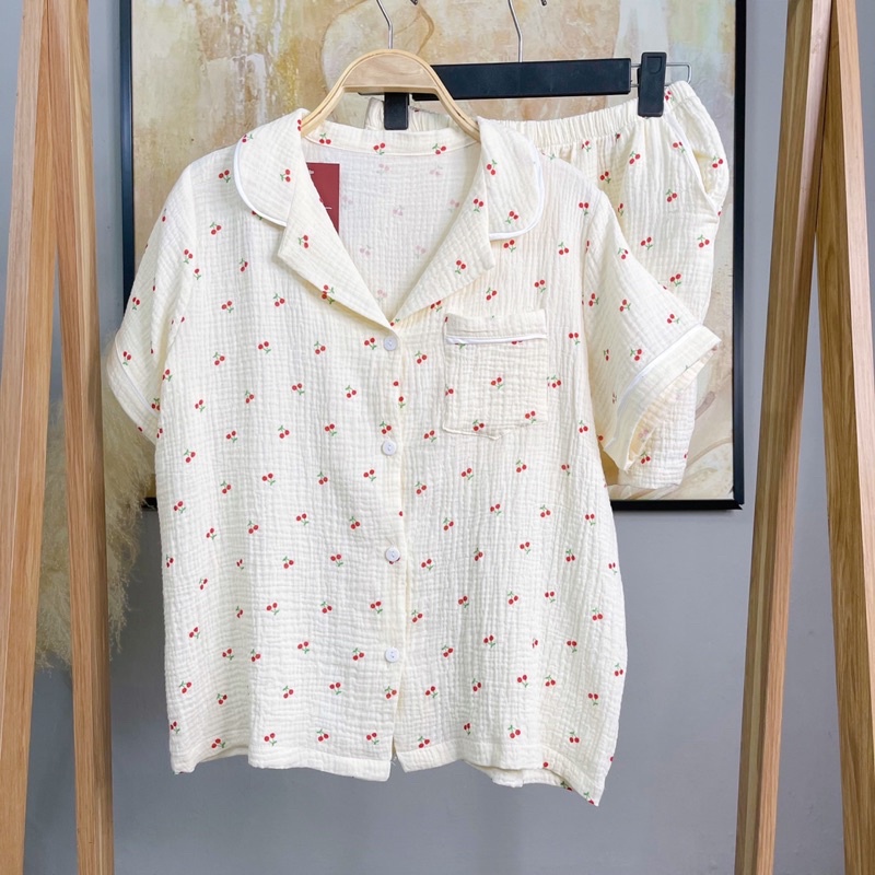 ĐỒ NGỦ XÔ MUSLIN đồ bộ mặc nhà vải xô nhăn hoạ tiết dễ thương | BigBuy360 - bigbuy360.vn