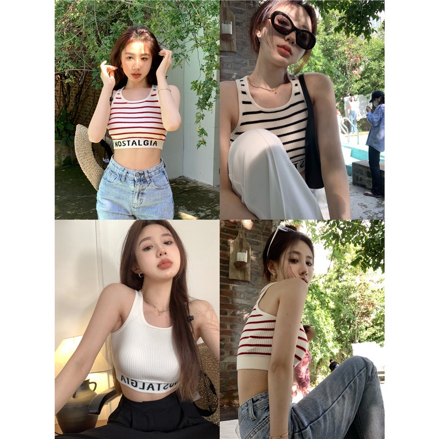 Áo hai dây dệt kim thời trang mùa hè cho nữ