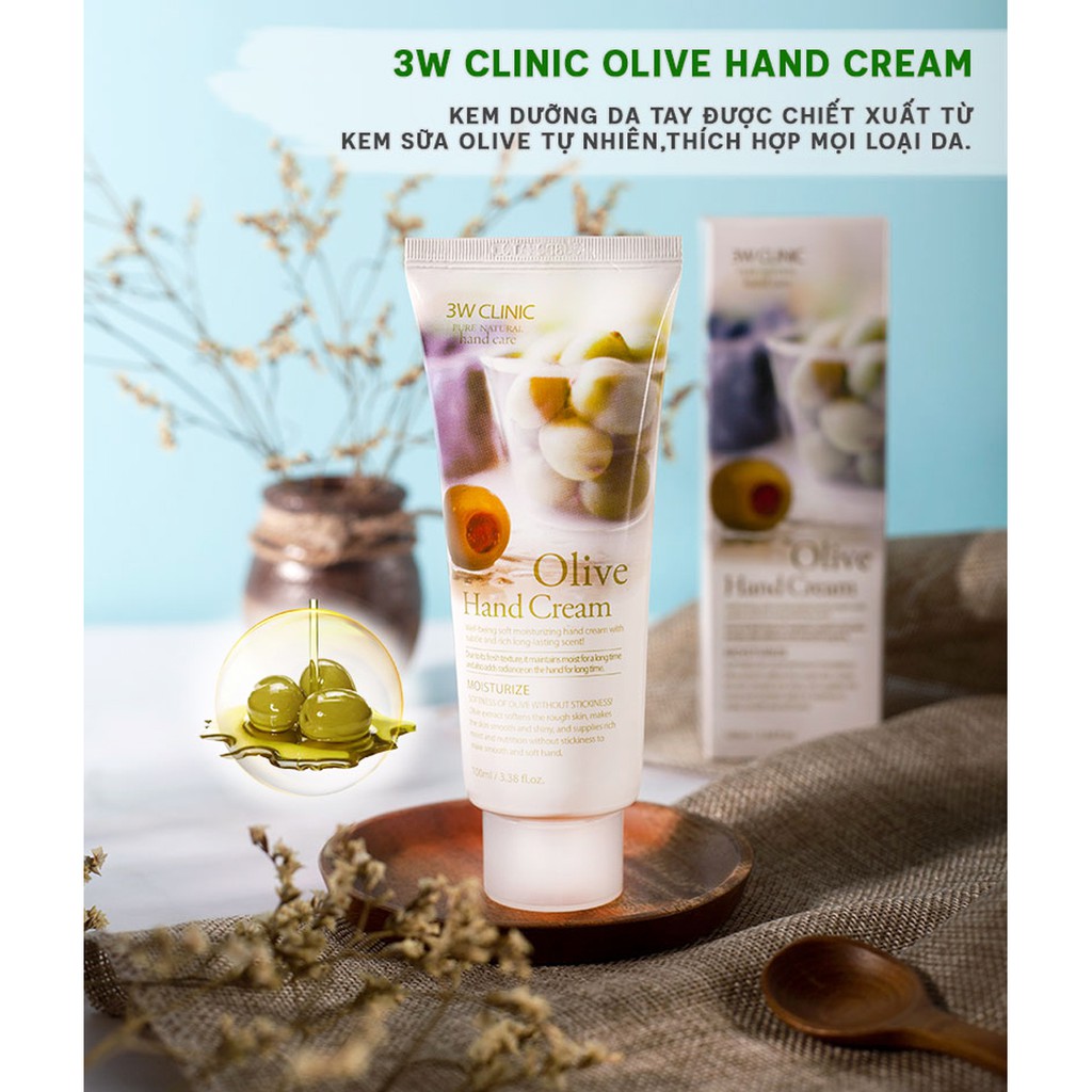 KEM DƯỠNG DA TAY OLIVE HAND CREAM 3W CLINIC 100ML