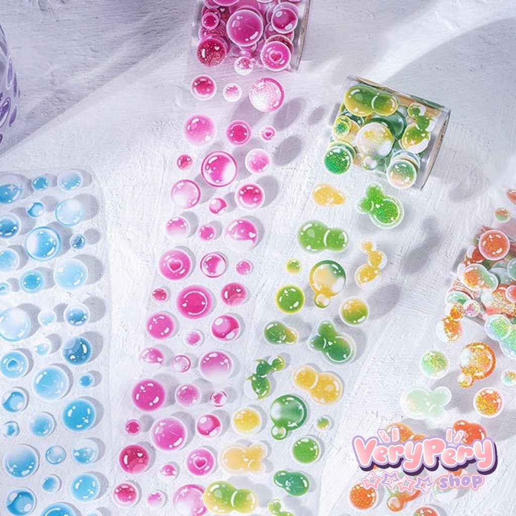 Cuộn Sticker Bong Bóng Chấm Tròn Nhiều Màu Sắc Decor Toploader, Sổ Tay