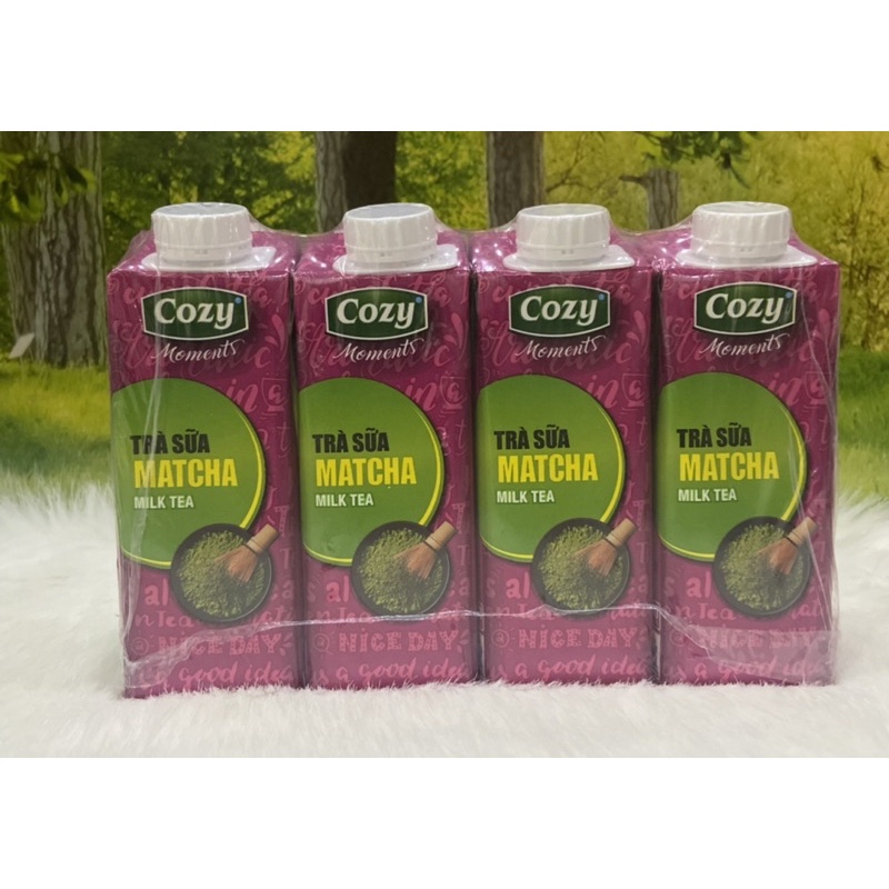1 lốc 4 hộp trà Cozy sữa matcha/sữa đào