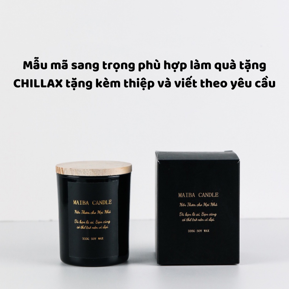 Nến thơm bấc gỗ CHILLAX thơm phòng sáp đậu nành tự nhiên an toàn không khói phong cách cổ điển NTBG