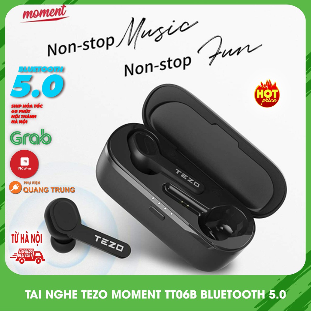 Tai nghe bluetooth Tezo Moment, bluetooth 5.0, kháng nước ipx8 phù hợp gym và du lịch