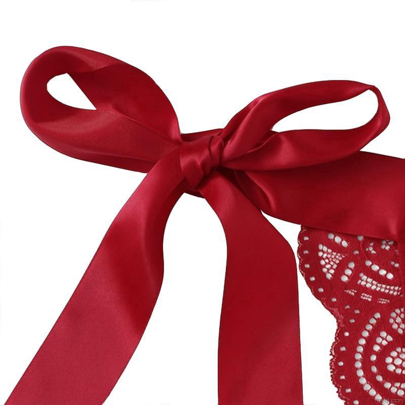 MYQUEEN Women's Bra Set Christmas Bow Lace Three Point Sexy Lingerie | BigBuy360 - bigbuy360.vn