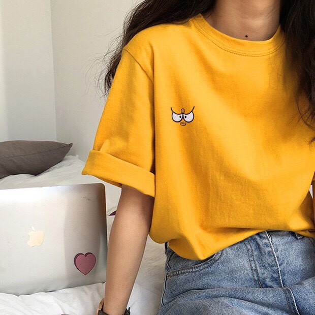 Áo thun tay lỡ form rộng - phông nam nữ cotton oversize - T shirt thêu đôi mắt - 2N Unisex