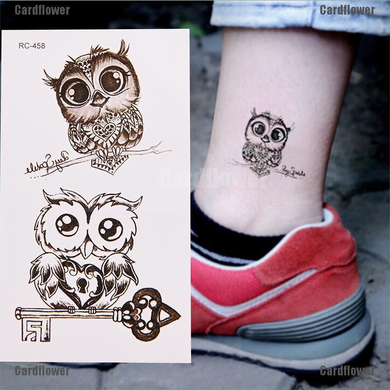 1 Hình Xăm Dán Tạm Thời Hình Cú Mèo Dễ Thương