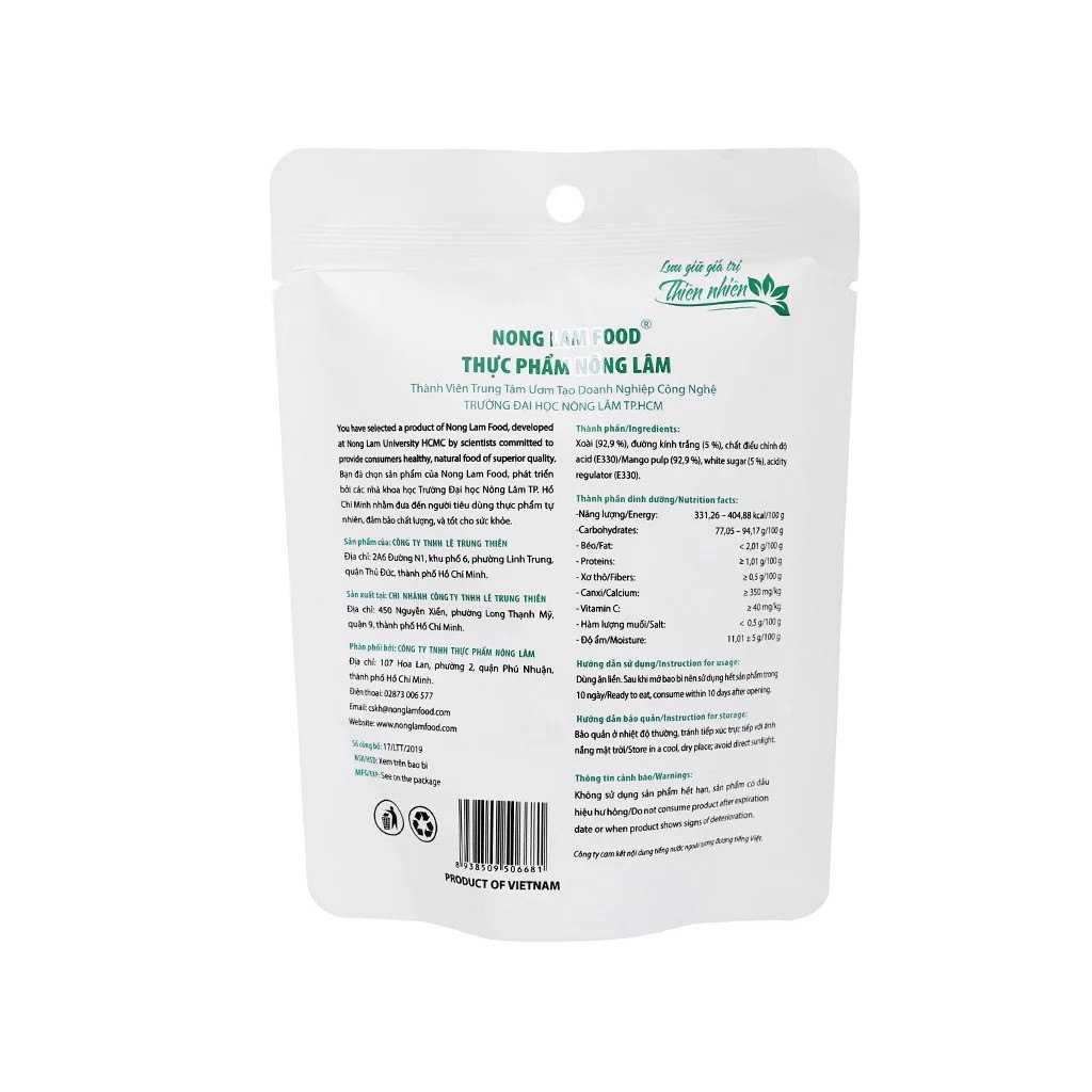 Combo 10 túi xoài sấy dẻo Nonglamfood 75g | Ngon chuẩn dưỡng chất | Giàu vitamin, chất xơ