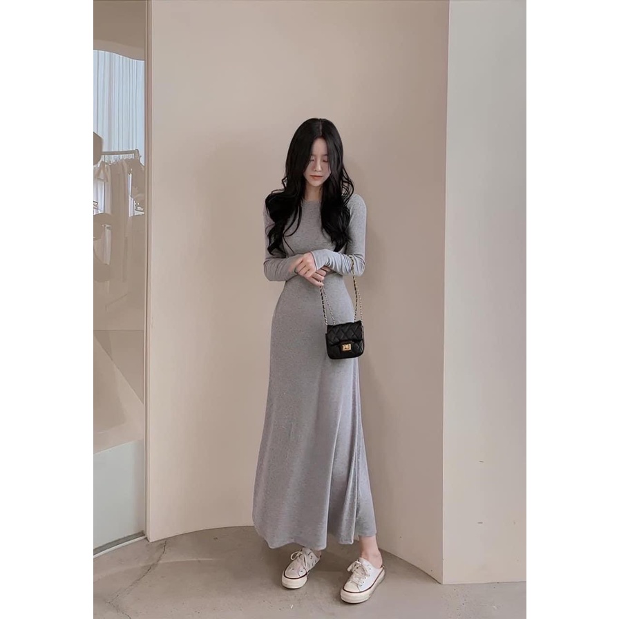 [Ảnh thật/ Bán sỉ]: Váy body cúc sườn dáng dài chất cotton đủ size 2 màu kèm ảnh thật trải sàn
