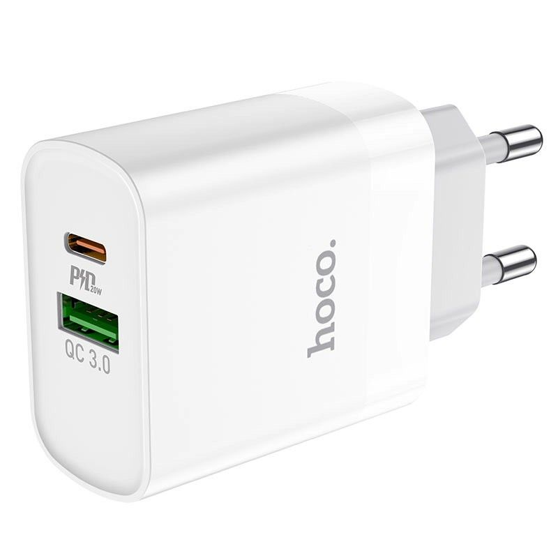 Củ Sạc 2 Cổng Sạc Nhanh Hoco PD 18W + QC 3.0, Hỗ Trợ Sạc Nhanh Cho Các Máy iPhone, Xiaomi, Huawei, Samsung, Sony, LG