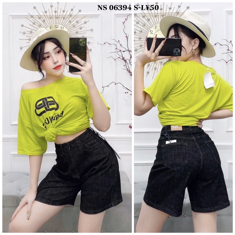 Quần đùi jeans ống suông trơn co dãn PLT🍓