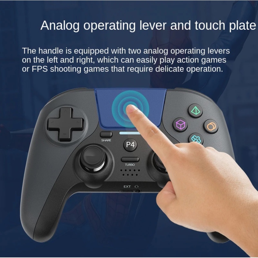 Tay Cầm Chơi Game Không Dây P4 Wireless Controller Cho PC / Laptop / PS3 / PS4 / Android / IOS / Dual Rung Mẫu Mới 2021