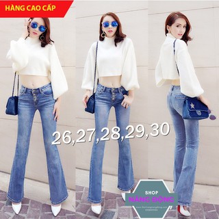 Quần Bò Ống Loe ⚡FREESHIP⚡ Quần jean lưng cao 4 nút ống loe xinh xắn QD213