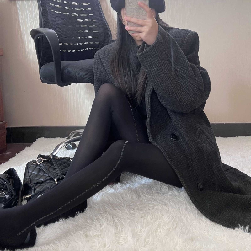 Xiangbao Quần Tất Đính Kim Sa Kẻ Sọc Đen Lấp Lánh Phong Cách Cổ Điển Cơ Bản Dành Cho Nữ