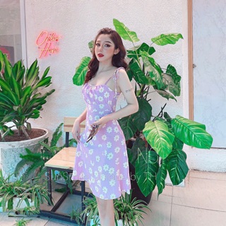 Váy đầm hoa cúc nền tím hit hot
