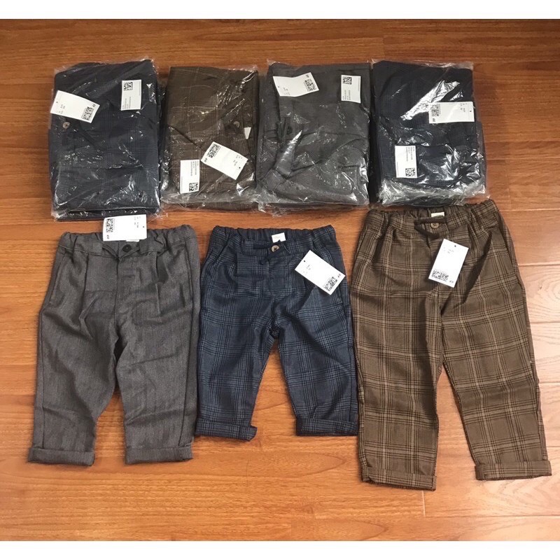 Quần xịn xò mẫu mới kẻ nâu cho bé trai  săn sale US/Uk sz 6-9m, 1.5-2y