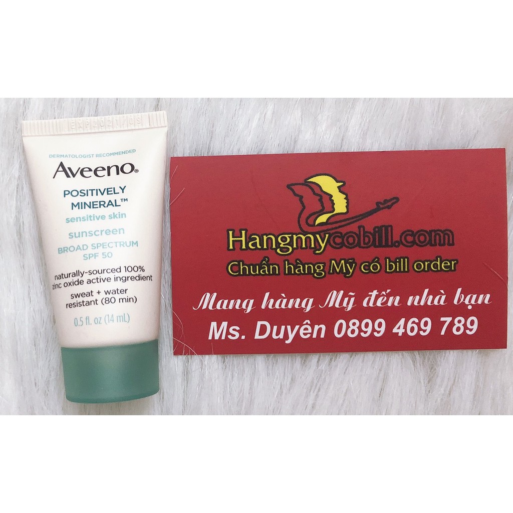 (có bill nhập)Kem chống nắng cho da nhạy cảm Aveeno Positively Mineral Sensitive Skin(14ml)