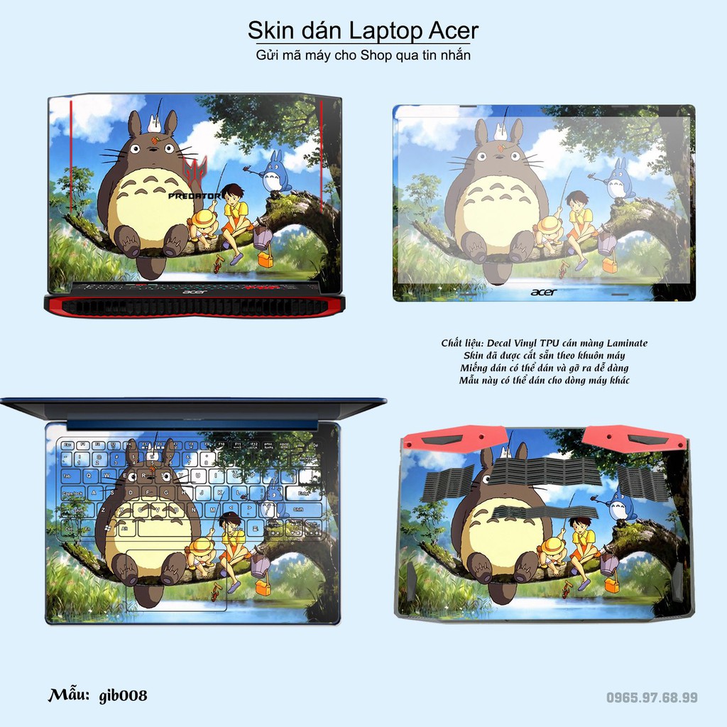 Skin dán Laptop Acer in hình Ghibli Studio (inbox mã máy cho Shop)