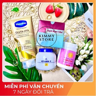 Combo kem bạch ngọc liên + vaseline gluta + Abutine 3C3 hồng + e nắp xanh
