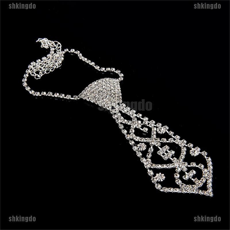 Dây chuyền thiết kế hình cà vạt đính kim cương giả hợp thời trang