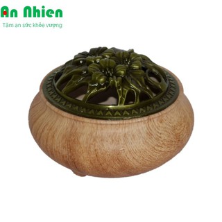 Lư xông trầm bằng gốm nắp kim loại dùng xông trầm nụ hay trầm vòng