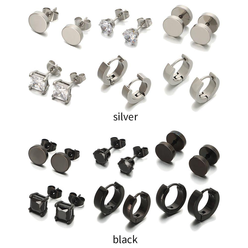 NIUYOU Bộ Khuyên Xỏ Sụn Tai Bằng Thép Không Gỉ Màu Đen Phong Cách Gothic