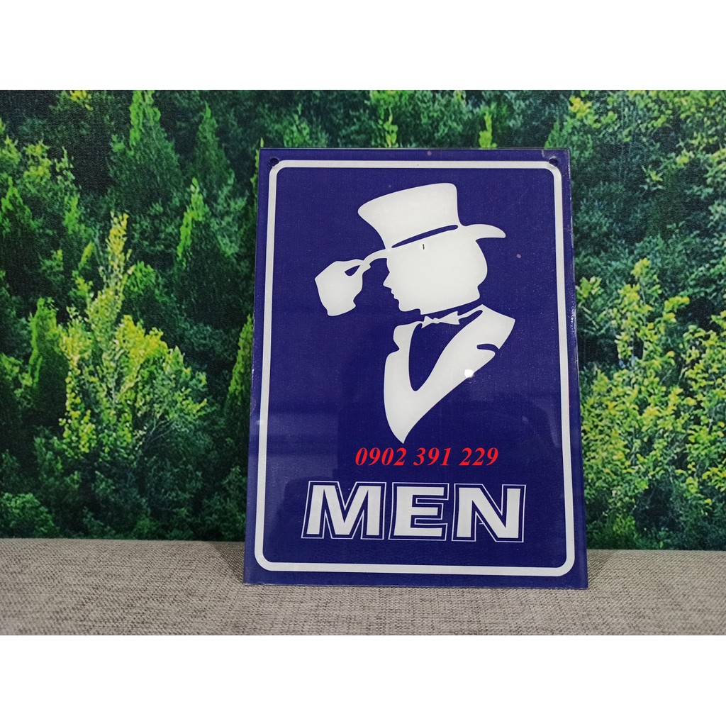Biển báo mica WC, nhà vệ sinh nam nữ kích thước 15 x 20cm