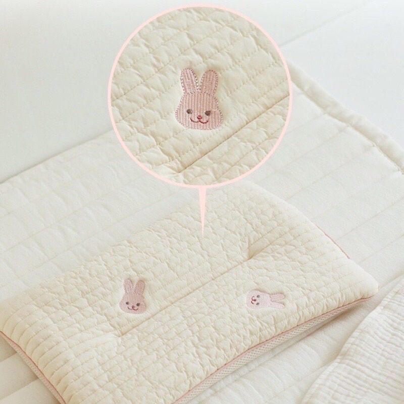Gối thêu bông thoáng khí cho bé sơ sinh chất liệu cotton kháng khuẩn phong cách Hàn Quốc